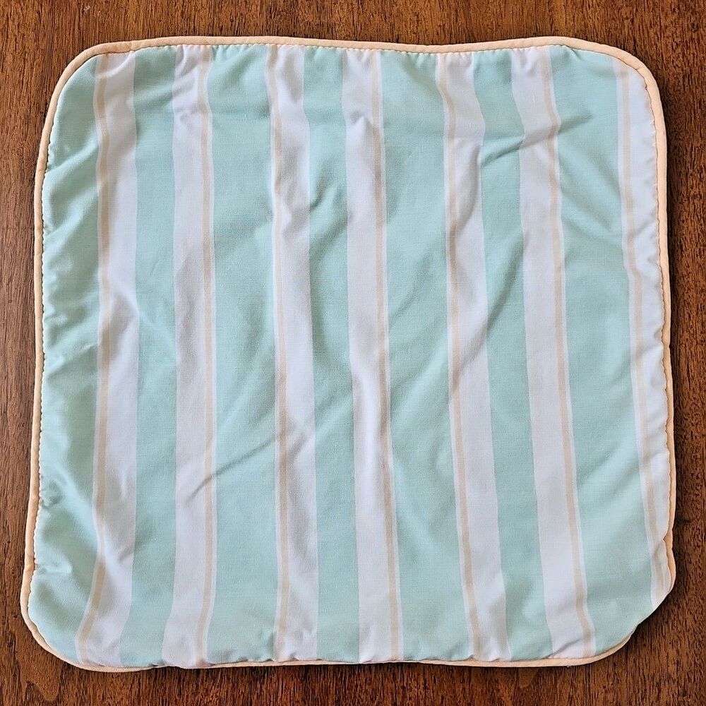 Vintage Laura Ashley Palmetto Stripe Boudoir Bed Pillow Cover 14"x14" Mint Green - Picture 2 of 9